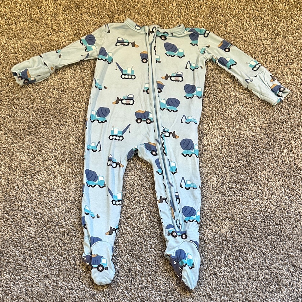 Kids Construction Print One Piece Pajama - Blue posh peanut